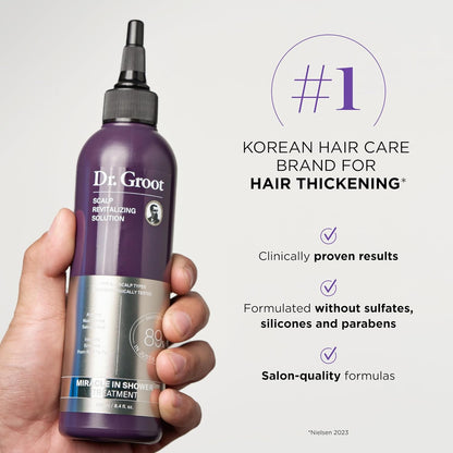 Dr. Groot Scalp Revitalizing Solution Travel Set for Hair Loss, Korean Hair Care, Hair Thickening Shampoo & Miracle in Shower Treatment, TSA Approved, 5 Seconds to Smooth Hair, Rosemary Oil