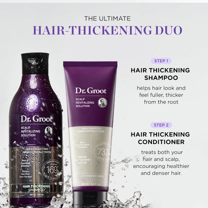 Dr. Groot Thickening Shampoo & Conditioner Set for Hair Loss – Clinical Results with Biotin and Rosemary for Hair Thinning, Shedding, Scalp Repair and Treatment
